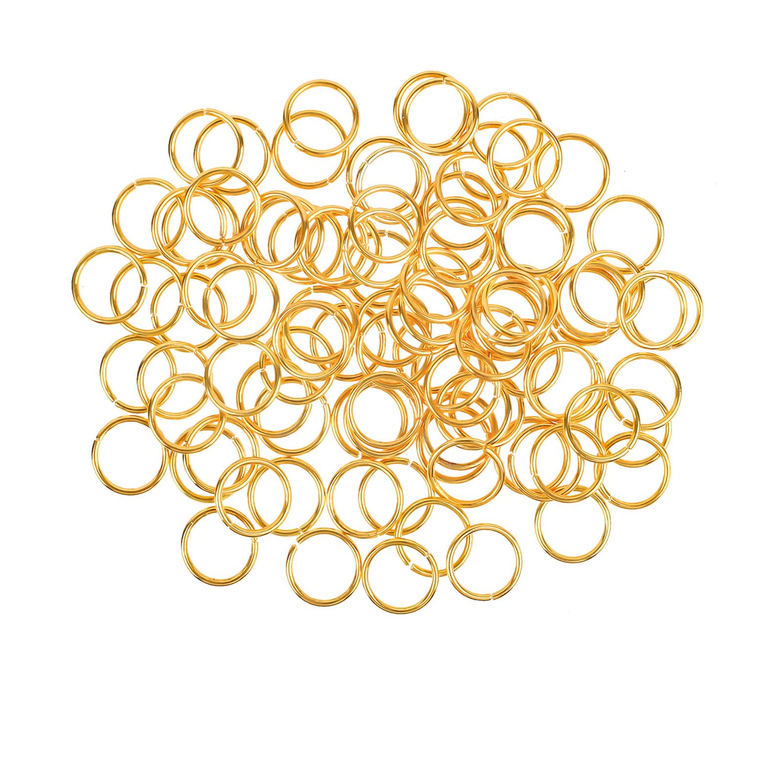 HUIHUIBAO 100 Pieces Open Jump Ring Metal Split Rings for Jewelry and Crafts Making Wind Chimes Costuming Ornaments (Gold, 12mm)