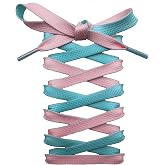 Xeahung Shoe Laces for Sneakers Shoelaces for Tennis Shoes Strings Athletic Shoelaces White Running Shoe Laces Boots Strings (Pink and Green, 47 Inch)