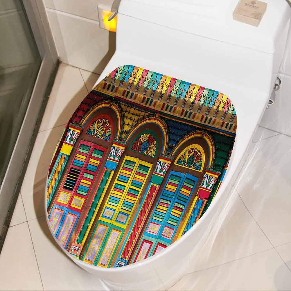 Toilet Seat Stickers Decals Colorful, Scenes from Singapore 3D Toilet