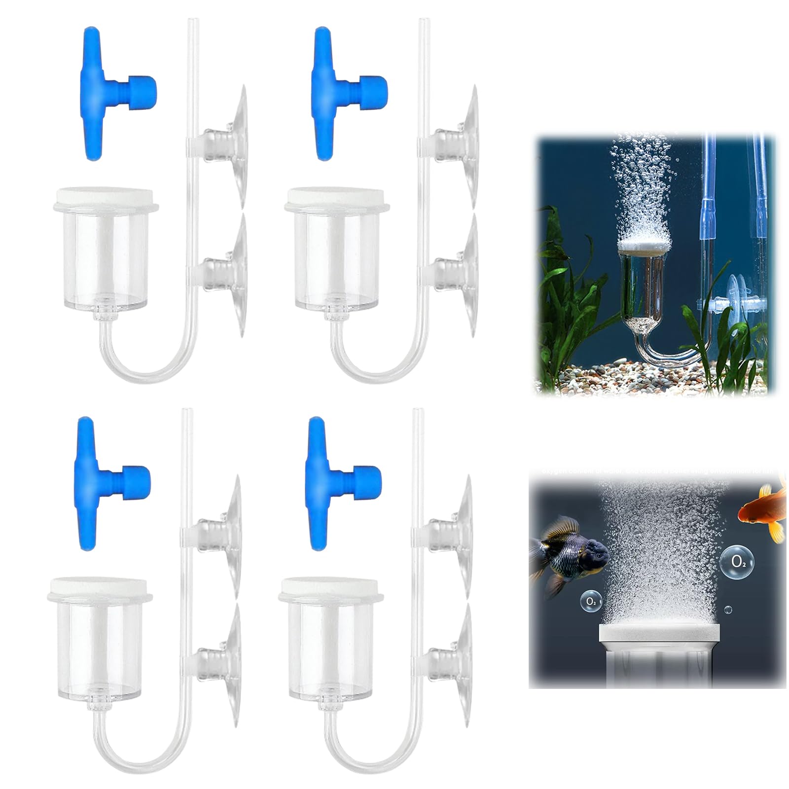 PLATEYTR Aquarium Nano Air Stone 4 Pieces Fish Tank Bubbler, Aquarium Nano Air Stone, Fish Tank Air Nano Bubble Stone, Increase Oxygen in Fish Tanks and Aquaponic Pumps (25mm)