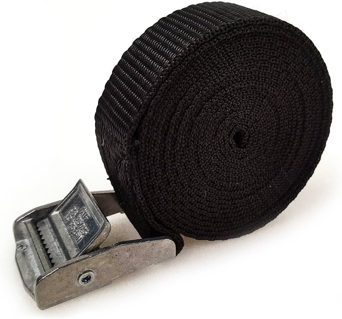 Direct Manufacturing2 x Lifting straps cam buckle 1.5m x 25mm black / 250kg Cargo luggage roof rack strap …