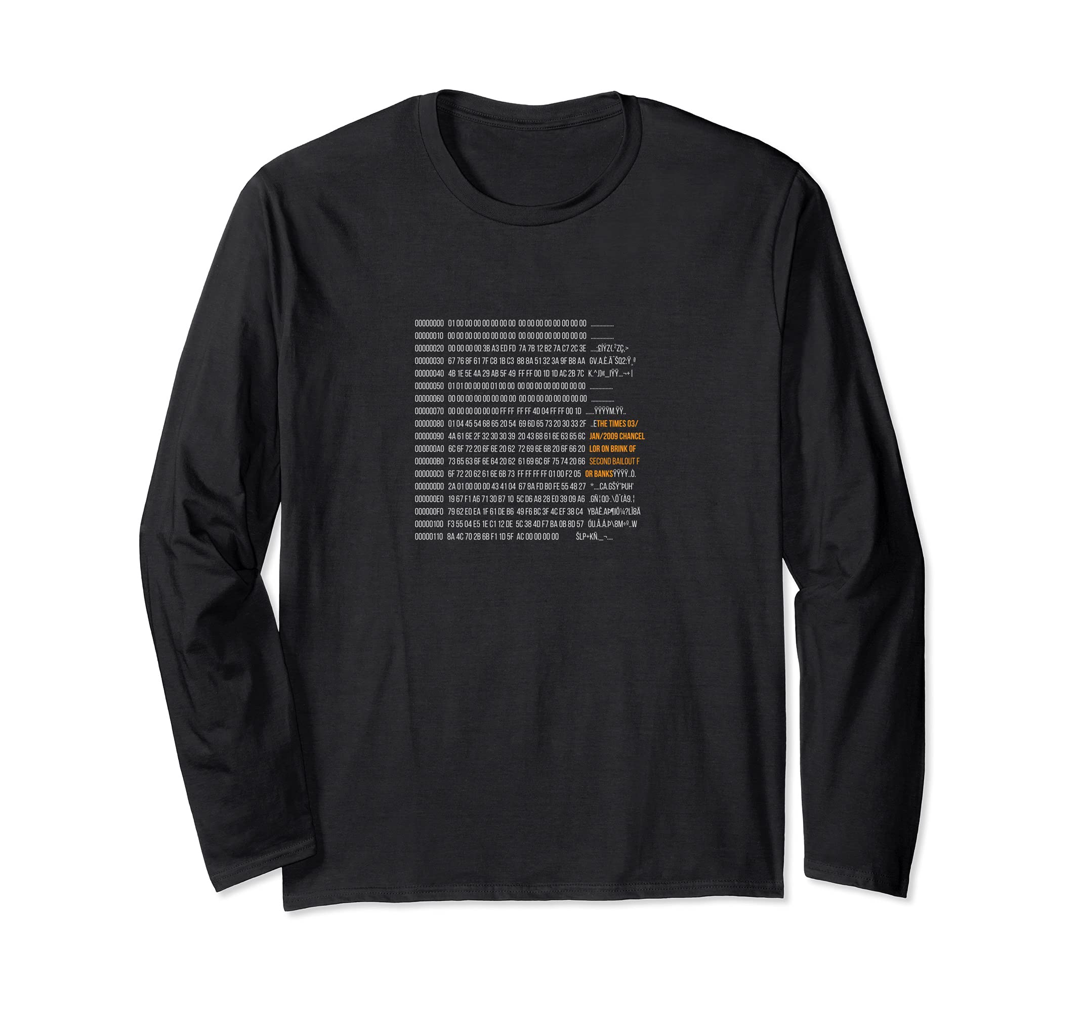 The Bitcoin First Block Created By Mr Nakamato Long Sleeve T-Shirt