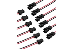 VANDESAIL JST SM Connector 40 Pack, SM 2Pin Jack Plug Male to Female Wire Connector Adapter Electrical Cable for LED Light Strip 20 Pairs 10CM (JST SM 2 Pin Connector)