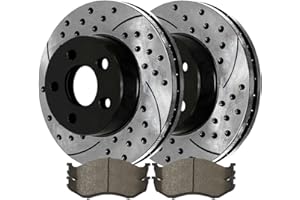 AUTO SHACK AutoShack Front Drilled and Slotted Brake Kit Rotors Black and Ceramic Pads Pair of 2 Driver and Passenger Side Replacement for 1999-2001 Jeep Cherokee 1999-2006 TJ Wrangler 4WD RWD SCDPR63986398477