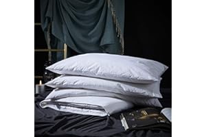 Three Geese Adjustable Layer Goose Feather Pillow,Assembled Bed Pillow,100% Soft Cotton Cover,Good for Side and Back Stomach 