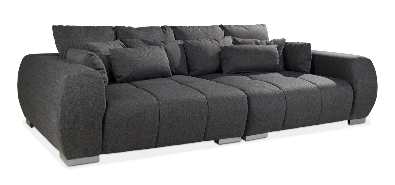 BigSofa XXLCouch Wohnzimmercouch ELANO Dunkelgrau stoff