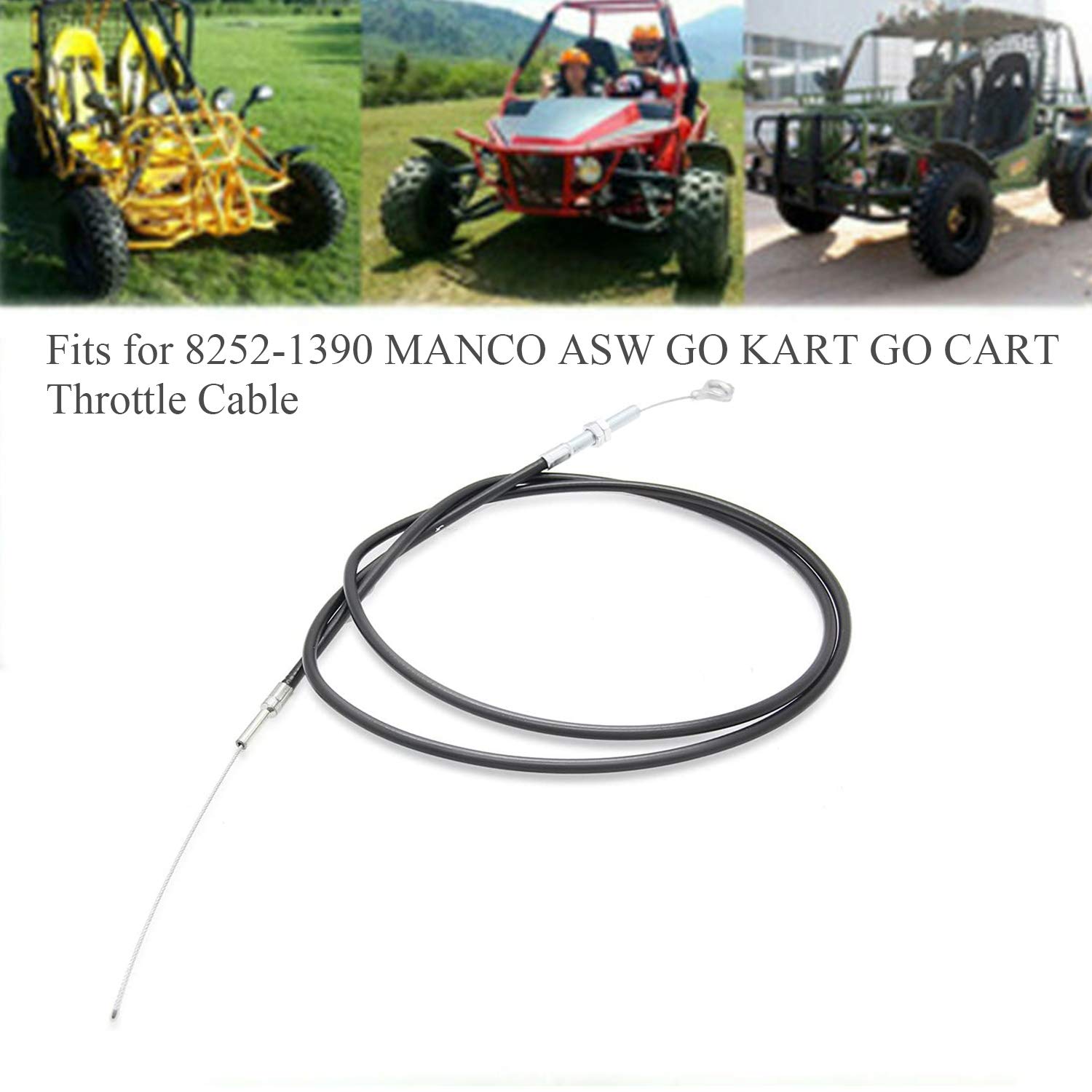 71" LONG THROTTLE CABLE W/63"CASING 8252-1390 MANCO ASW GO KART - Foto 3
