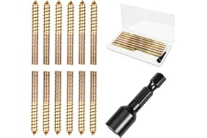 MROMAX 13Pcs 3/8-16 x 3 Hanger Bolts, 3/8-16" Double Headed Bolt, 3/8 Wood Dowel Screws, Self-Tapping Screw, Threaded Rod Screws, Accessories for Wood Furniture Joint with Driver