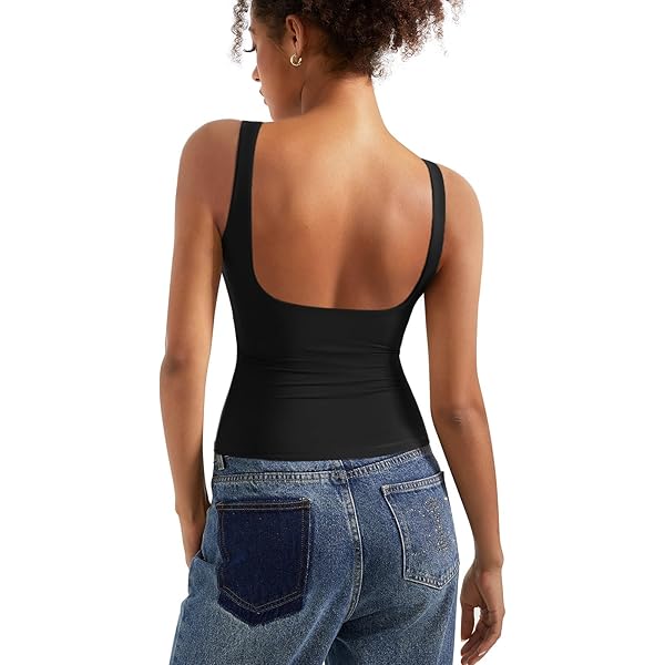 SUUKSESS Women Halter Tank Tops Double Lined Basic Backless Y2K