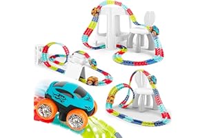 Eapura Race Track Cars for Boys Girls Kids Race Car Track|Race Car Game with 92PCS Car Tracks Building Toys for Kids Ages 4-8.Birthday Gift Toys for 3+ Year Old Boys