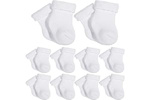 Twistover 10 Pairs Preemie Baby Terry Cotton Turn Cuff Socks for Newborn Girls Boys - Nicu