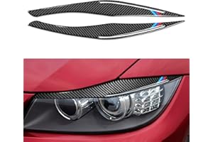 HENGYUESHANG 2PCS Headlights Eyebrows Car Eyelids Stickers Carbon Fiber Trim Cover fits for BMW Accessories - ONLY for E90 2009-2012