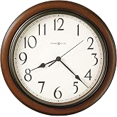 Howard Miller Genesee Wall Clock II 547-685 &ndash; Medium Brown Cherry Finished Case, Charcoal Gray Accents, Modern Home Decor, Classic Round Design, Quartz Movement