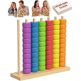 Color Match Challenge Game, Wooden Fast-Paced Ring Stack Puzzle Toy | Pattern Matching Game with Cards for 2 Players, Sensory Color Recognition Toy for Fun Party &amp; Family Night Activity