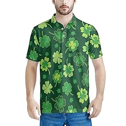 HUGS IDEA Green Clovers Polo Shirts for Men