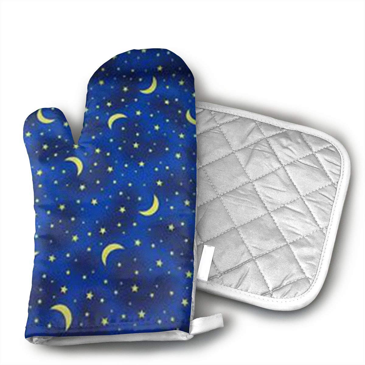 GUYDHL Unisex Oven Mitt and Pot Holder for Blue Star Moon - 2 Pair
