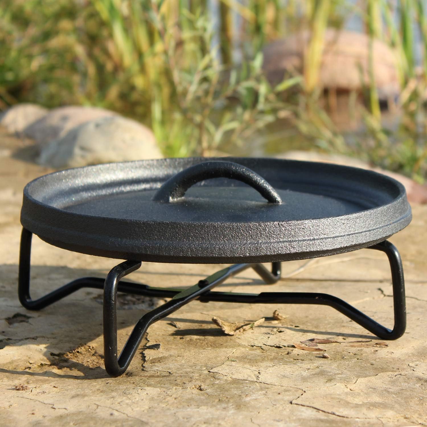 4-in-1 Camp Dutch Oven Lid Stand，Camping Cooking Accessories, Use as Lid Lifter，10.82 Inch，Black Finish: Kitchen & Dining