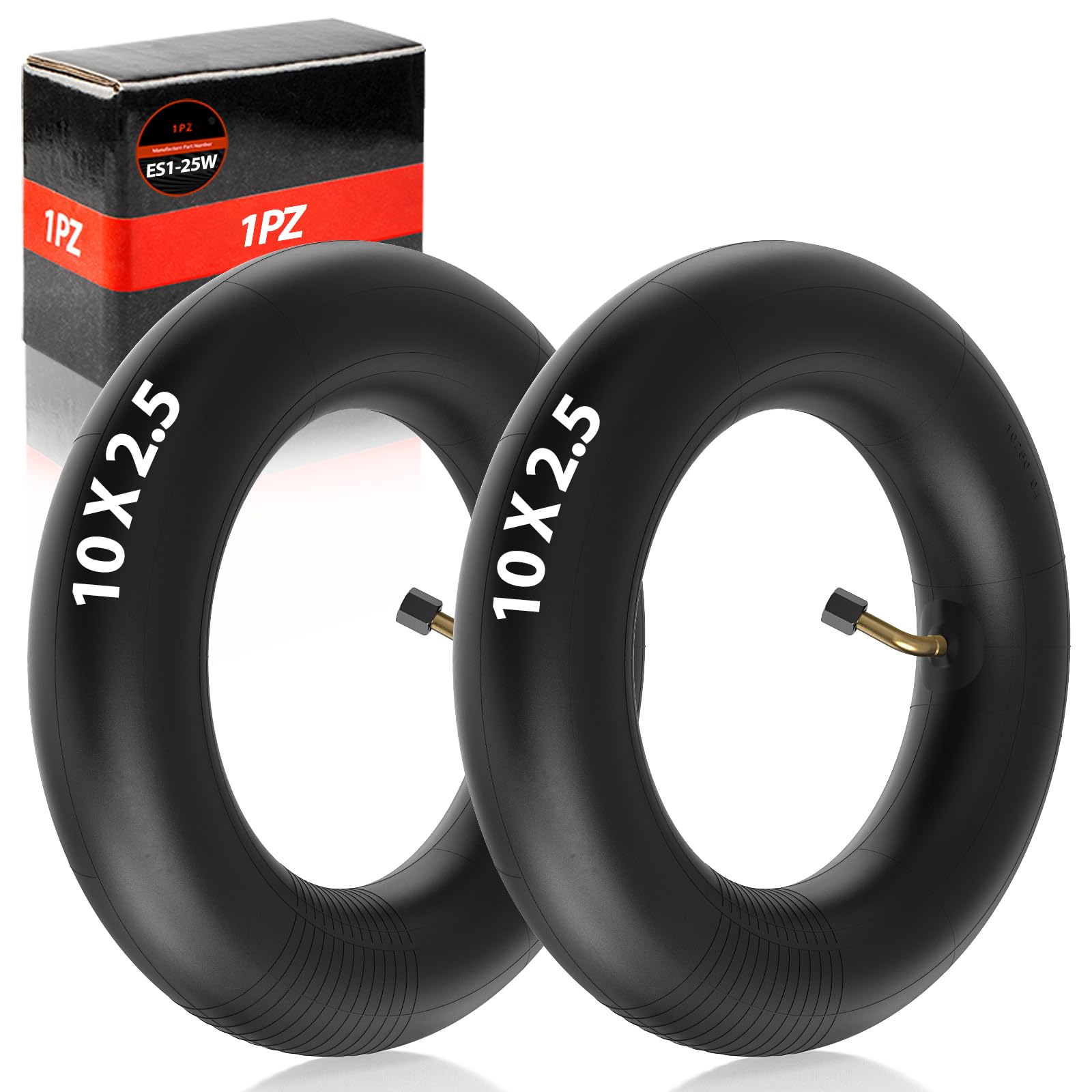 1PZ UK4-15W 2 Pack of 10 x 2.50 10" Electric Scooter Inner Tube Inflatable Anti-Slip Rubber for 10 Inch Scooter Wheel Tire Tyre with 45° Valve