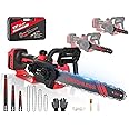 Uniqwamo 3-IN-1 Chainsaw Compatible for Milwaukee 18V Battery, 12-Inch/ 8-Inch/ 6-Inch 1000W Cordless Chainsaw Auto-Oiler, Portable Handheld Chainsaw For Wood Cutting(Battery not Included)
