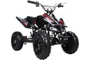 GREBEST ATV 4 Wheelers, 49cc Kids ATV Quad Youth ATVs with Air-Cooled Engine, 4-Wheel Suspension, Disc Brakes, Front Bumper, Gas Off-Road Quad for Outdoor Adventure, for Boys Girls Ages 6+ Black