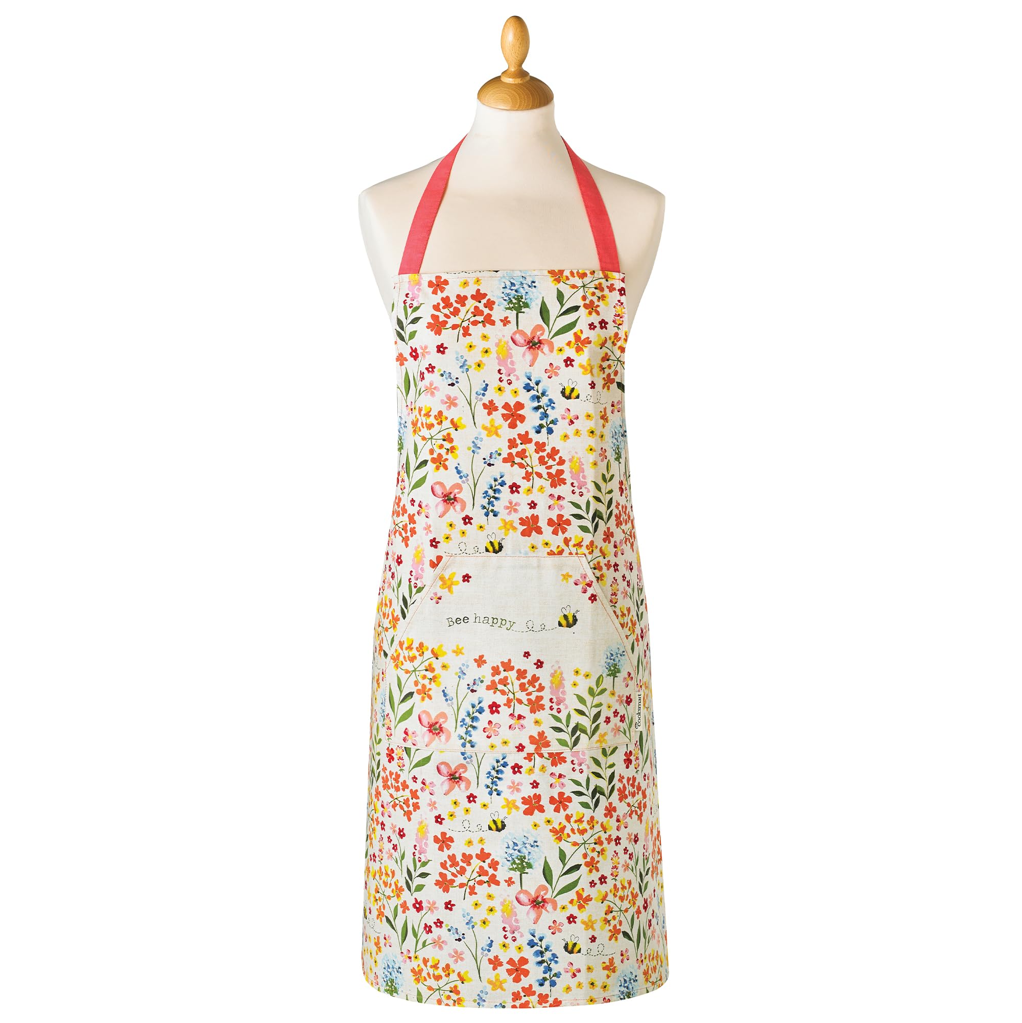 Cooksmart Adults Cotton Apron Bee Happy Multi-Coloured For Cooking, Baking & Grilling | Comfortable Cotton Apron For Chefs, Cooks & Home Kitchens | Stylish Kitchen Aprons Gift For Women & Men