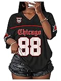 RoseSeek Women's Number Graphic Mesh Jersey Shirt V