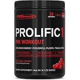 PEScience Prolific-1 Pre-Workout Powder, Red Razz Candy, 25 Scoops | L-Citrulline, Nitric Oxide Booster, Energy Powder &amp; Nootropic for Focus, Without Beta Alanine, 200mg Caffeine