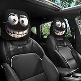 YAQIMIYA 4PCS Funny Cartoon Car Headrest Covers, Cute Funny Cartoon Eyes Car Headrest Covers, CarSeat Head Rest Protector for Auto Front Seat Rest Decoration, Universal Interior CarAccessories