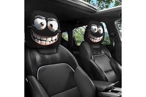 YAQIMIYA 4PCS Funny Cartoon Car Headrest Covers, Cute Funny Cartoon Eyes Car Headrest Covers, CarSeat Head Rest Protector for Auto Front Seat Rest Decoration, Universal Interior CarAccessories