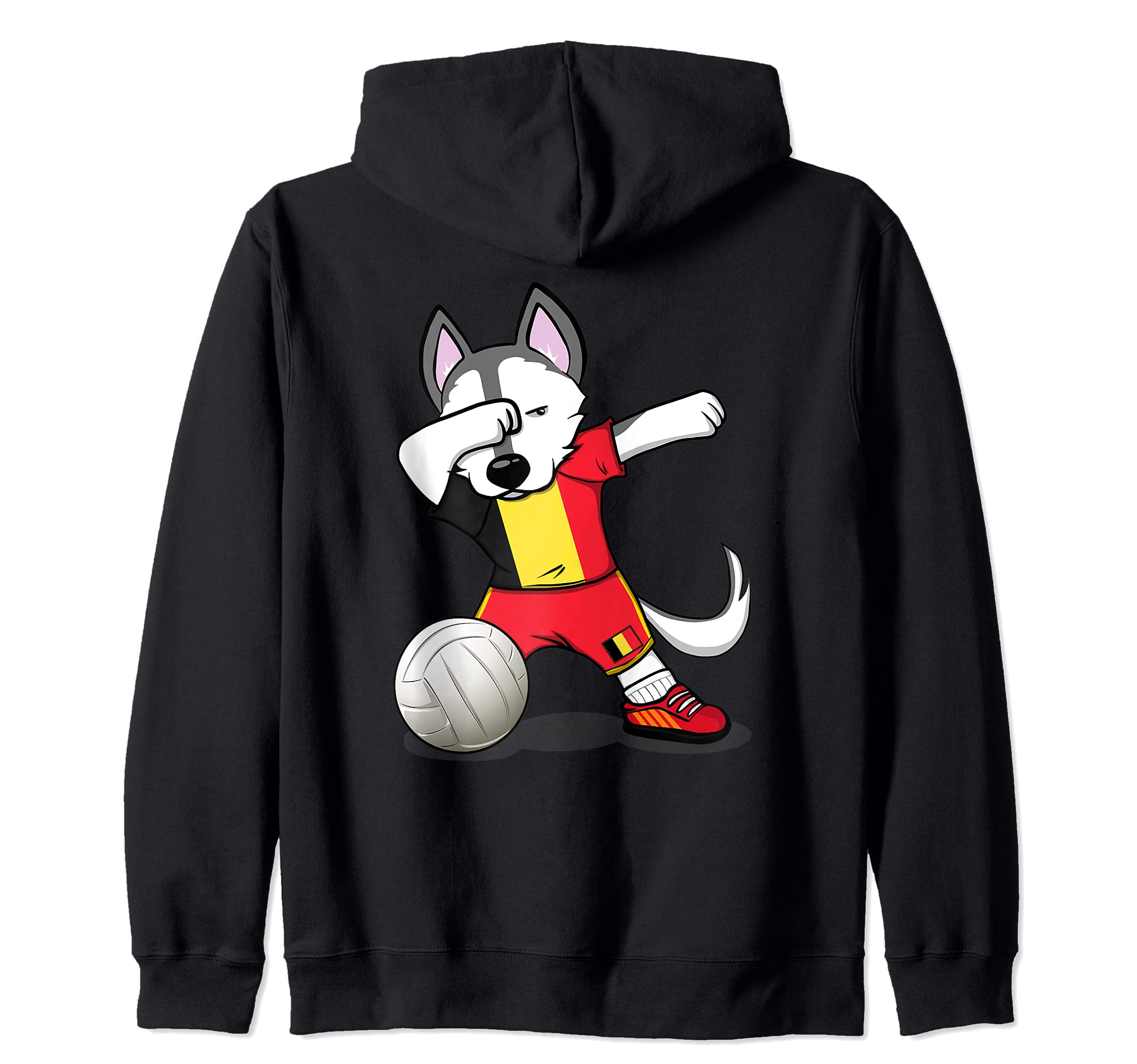 Dabbing Husky Belgium Volleyball Fans Jersey Belgian Flag Zip Hoodie