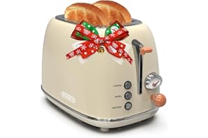 Toaster 2 slice, KitchMix Retro Stainless Steel Toaster with 6 Settings, 1.5 In Extra Wide Slots, Bagel/Defrost/Cancel Functi