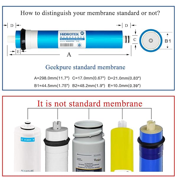 GEEKPURE 5 STAGE REVERSE OSMOSIS REPLACEMENT FILTER SET WITH 75 GPD MEMBRANE -2.5 X 10 INCH