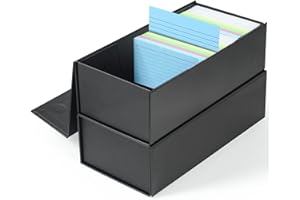 Harhana 3x5 Index Card Holder Card File Box Organizer, Hold 1200 3x5-Inch Flash Cards 2 Pack Black