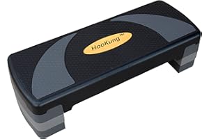 HOOKUNG Adjustable Workout Aerobic Stepper in Fitness & Exercise Step Platform Trainer 3 settings adjustable height 4”-6”-8”