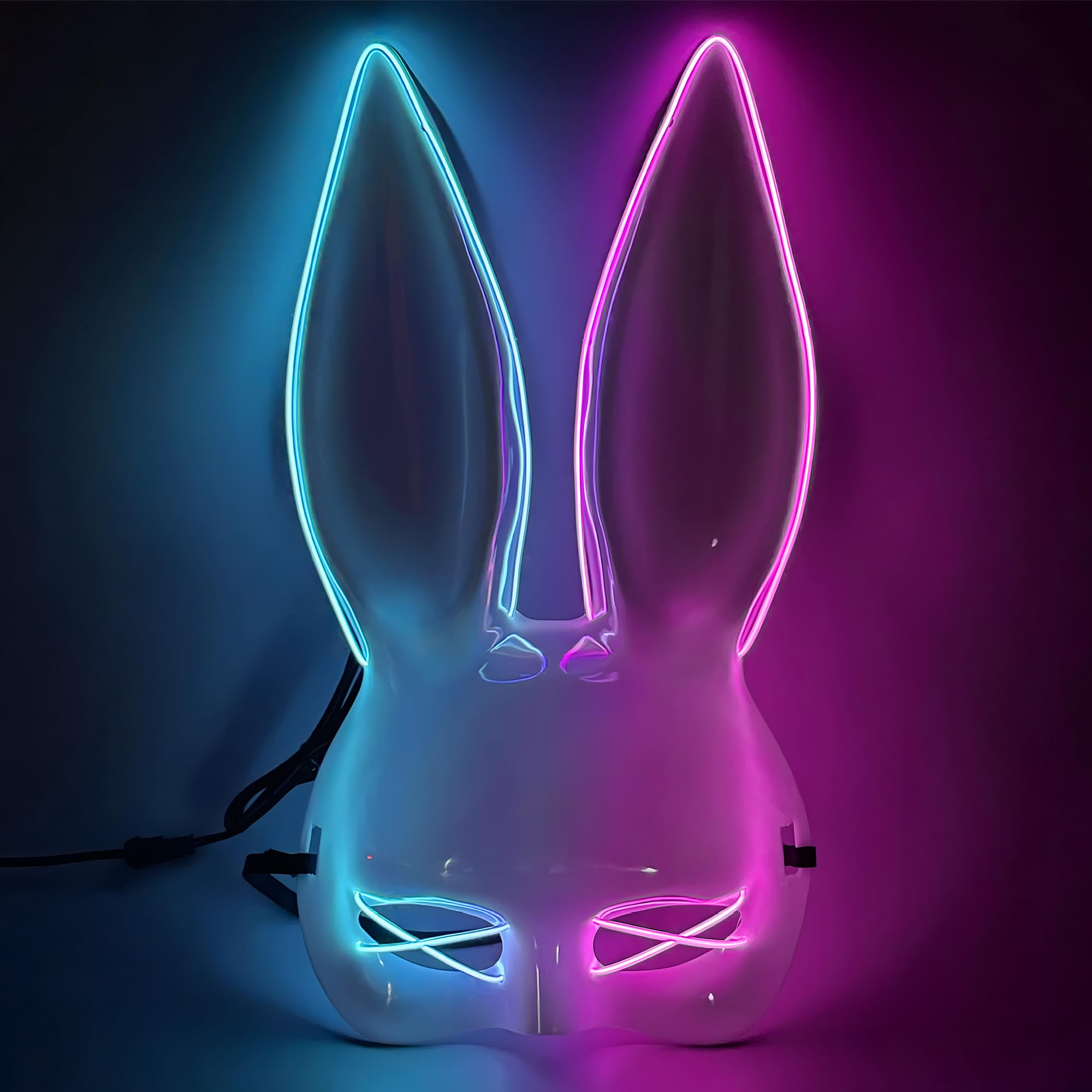 Photo 1 of KatchOn, Halloween Mask LED Light Up Bunny Mask - Purge | Realistic Movie Cosplay, Halloween Cosplay Party | White Mask for Masquerade Parties | Halloween Costume Accessory