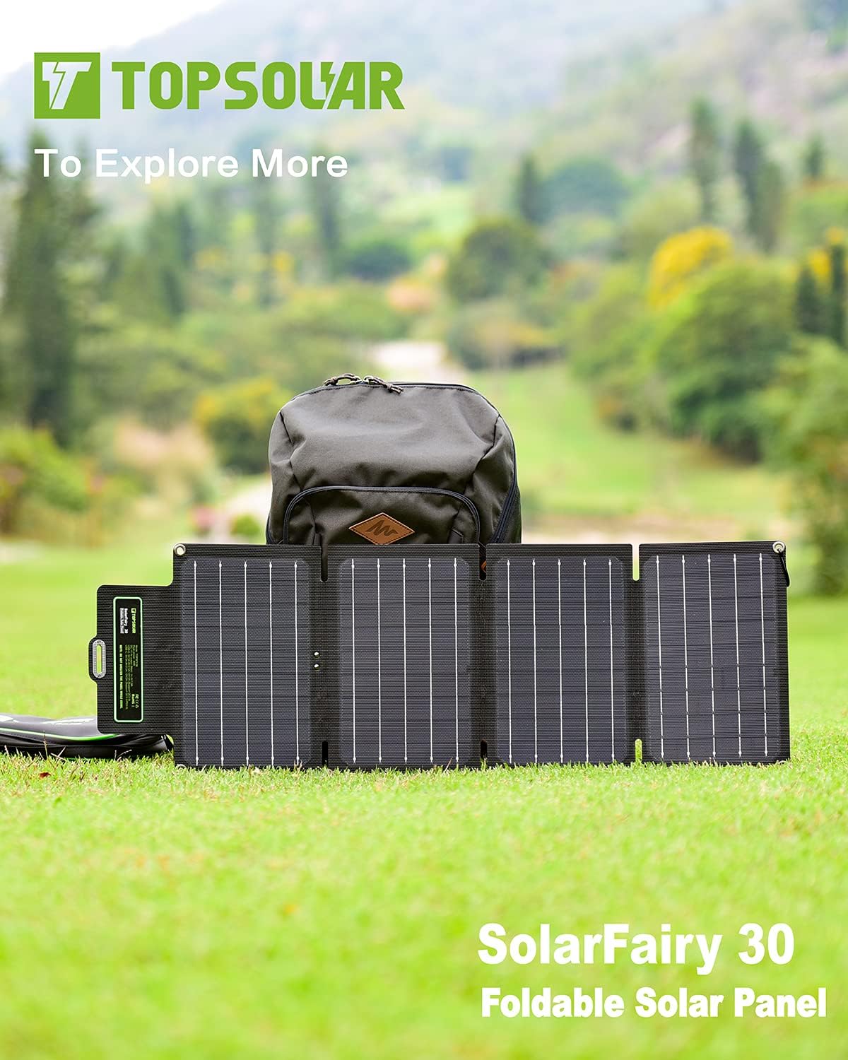 UPGRADE Topsolar SolarFairy 30 Foldable Solar Panel 30W Portable Battery Charger Kit for Cell Phone Power Bank Car Boat RVs Off Grid Charge 12V Batteries & 5V Device: Electronics