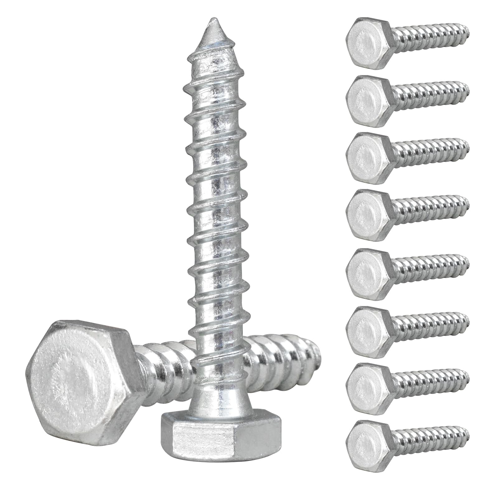 M10 x 60mm Hex Head Coach Screws, Zinc-Plated Steel Lag Bolts for Timber Fixing, Heavy Duty Wood Screws for Furniture & Outdoor Projects, Wall Fixing, [Pack of 10]