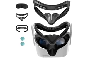 Hanpusen VR Face Pad for Oculus Quest 2 Accessories, 6-in-1 Set Facial Interface Bracket Face Cushion Cover, with 2pcs Sweat Proof Leather Foam Replacement, Lens Cover, Nose Pad, Shakes Stick Caps