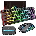 SELORSS Gaming RGB Wired Keyboard and Mouse Combo - USB Gaming Keyboard Compact 61 Keys RGB LED Backlit & Gaming Mouse 6400 DPI - Wired Switch Contoller for Nintendo,Windows PC Gamers,PS4-4 in 1