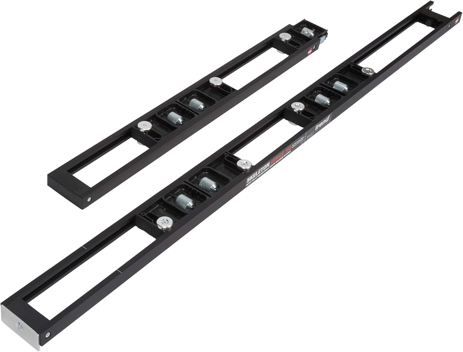 Trend Two-Part Skeleton Hinge Jig with Adjustable Blocks, Robust Carry Case & Guide Bush for Hinge Recess Cutting Black, H/JIG/C