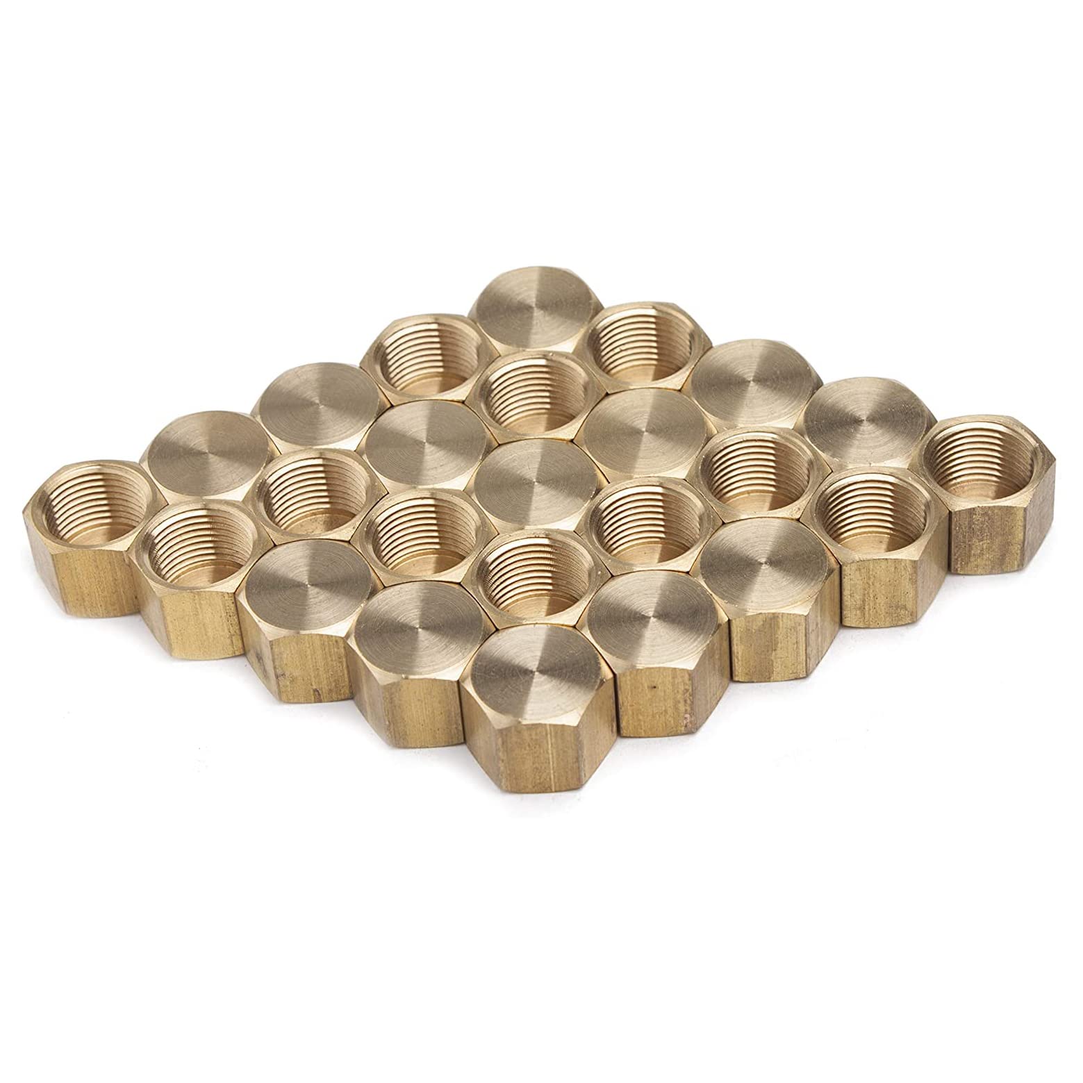 LTWFITTING Brass BSP Pipe Cap Fittings 3/8-Inch BSPP Air Fuel Water Boat (Pack of 25)