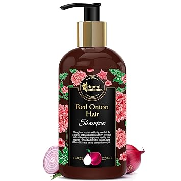 Oriental Botanics Red Onion Hair Shampoo, 300ml - With Red Onion Oil, 27 Botanical Actives, Biotin, Argan Oil, Caffeine, Protein, Controls Hair Loss & Supports Healthy Hair Growth
