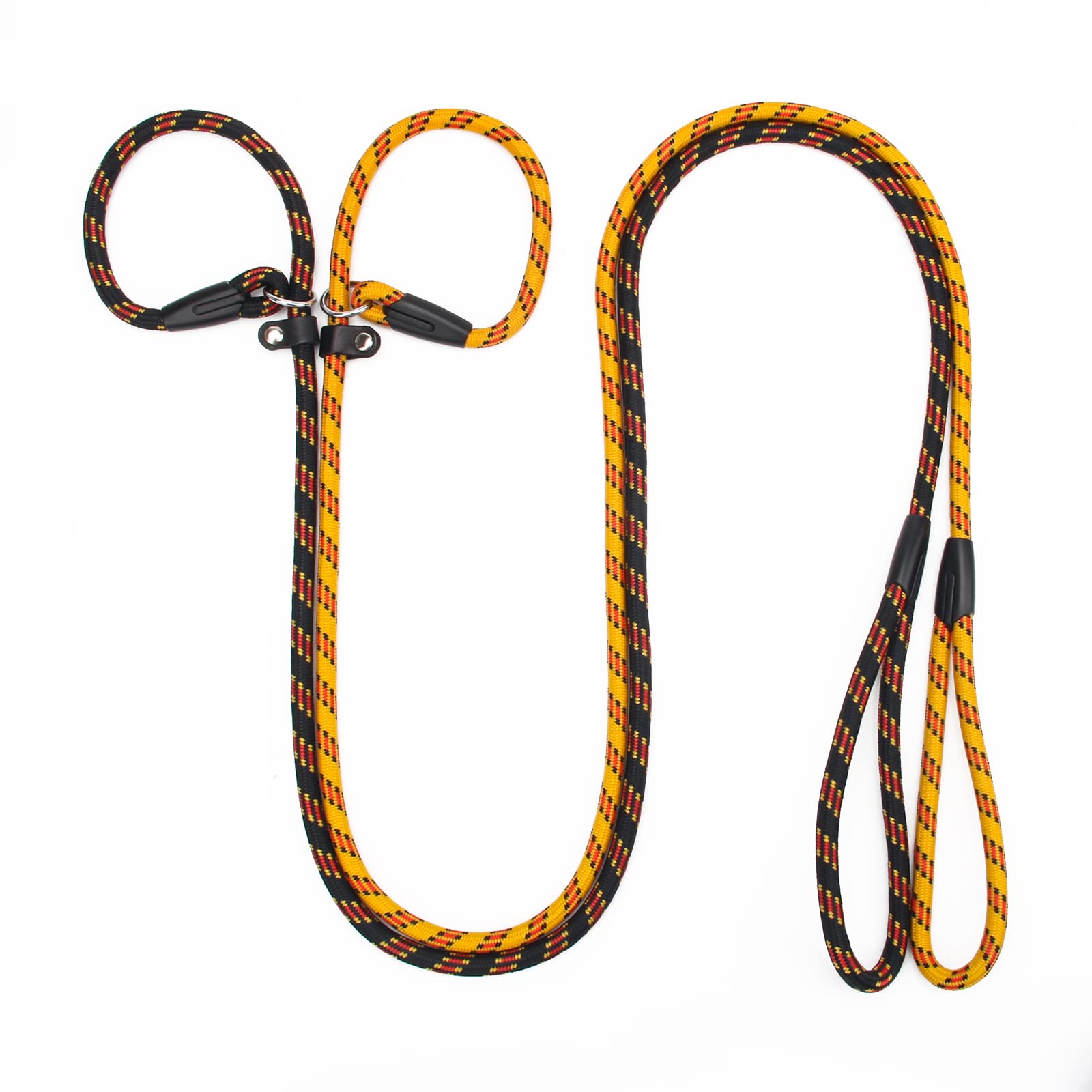 Zhichengbosi Adjustable Dog Leash Nylon Training Lead Leash Durable,Soft For Dogs 10-80 lbs (black+yellow)