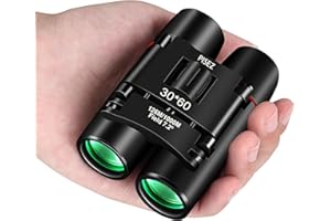 PISEZ 30X60 Compact Binoculars for Adults and Kids，Lightweight Foldable Easy Focus Small Binoculars for Bird Watching Hunting
