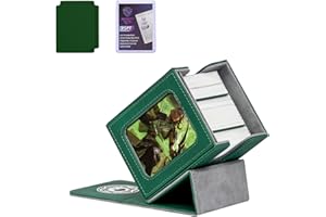 Infinity Guard Mtg Deck Box for MTG with Commander Display for 100+ Double Sleeved Cards, Magnetic Card Storage Box Fits for TCG Sports Trading Cards (Green&Grey)