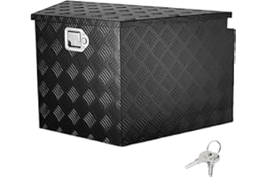 VEVOR Trailer Tongue Box, Aluminum Alloy Diamond Plate Tongue Box Tool Chest, Heavy Duty Trailer Box Storage with Lock and Ke