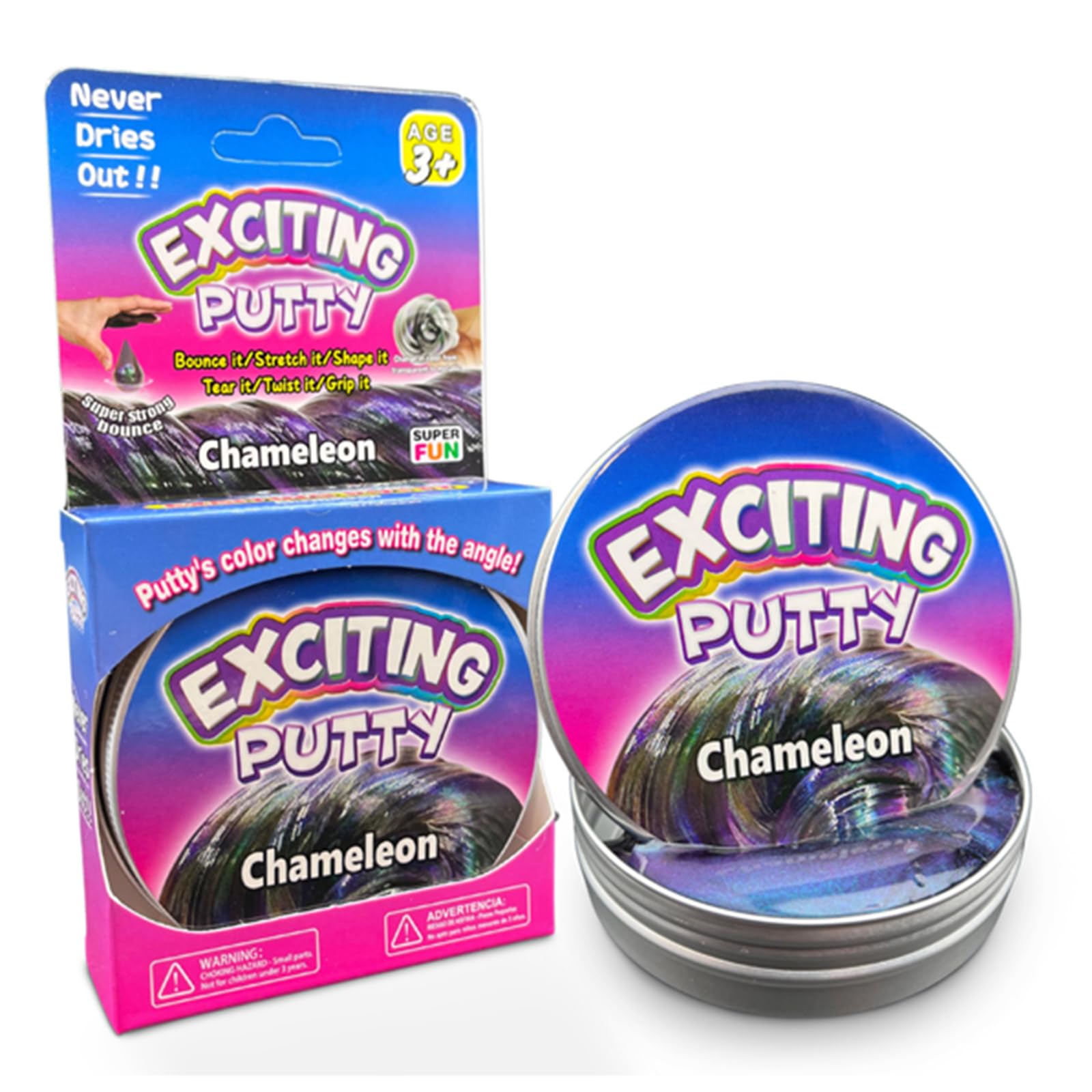 Chameleon Putty - 2 x Squeezable Exciting Putties Non-Toxic Long Lasting Non-Drying Stress Relief Hand Exercise Science Learning & Fun for Kids — image 1