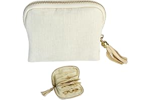 UPEOXT Travel Jewelry Case, Jewelry Organizer, Mini Box, Portable Storage for Women, Small Pouch, Velvet Bag, 6 Compartments,