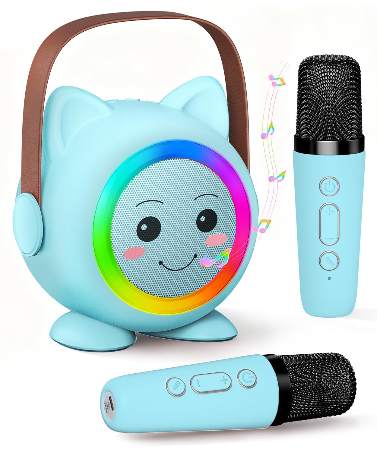 Photo 1 of Mini Karaoke Machine Toy for Kids, Portable Karaoke Machine with 2 Wireless Microphone for 4,5,6,7,8,9,10,11,12+ Years Old Christmas Birthday Gifts Girls Boys (Blue)