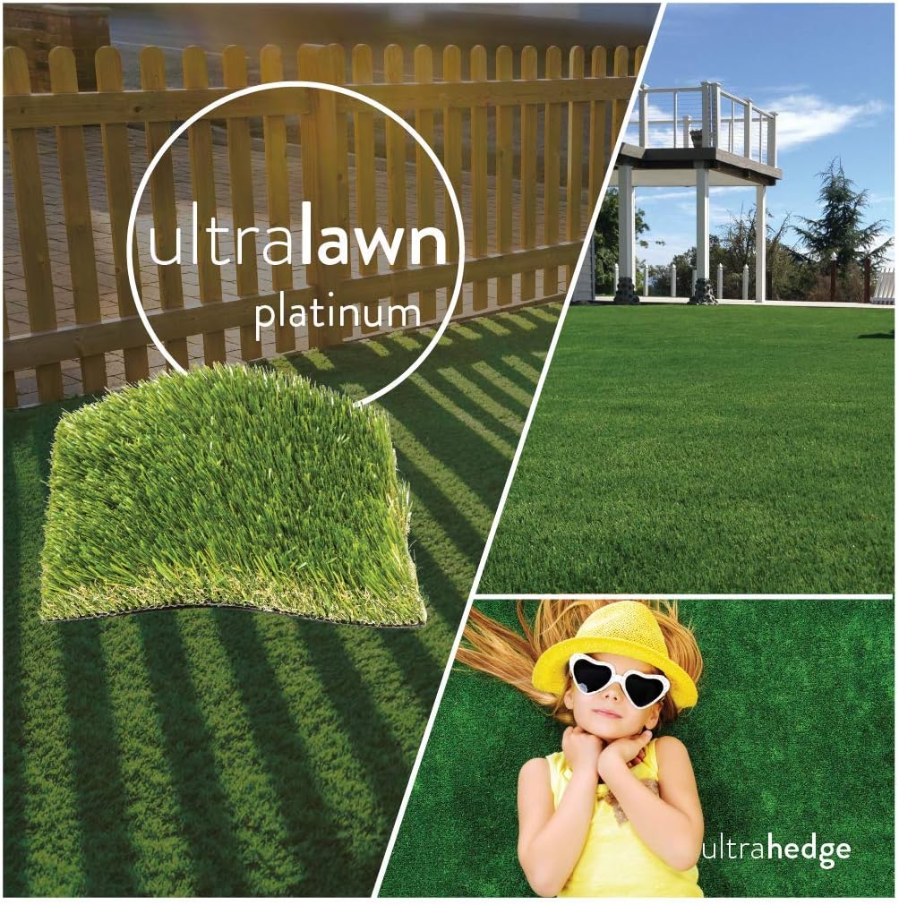 UltraHedge UltraLawn Platinum 15 x 30 Ft Artificial Grass for Pet Lawn and Landscaping Outdoor or Indoor Green Faux Fake Grass Decor Mat Rug Carpet Turf 450 SqFt 1.88" Tall Blades 92 oz Face Weight